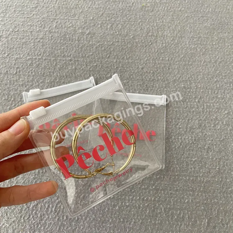 Custom Small Pvc Jewelry Packing Plastic Zipper Cosmetic Packaging Bag Recycled Transparent Bag With Drawings