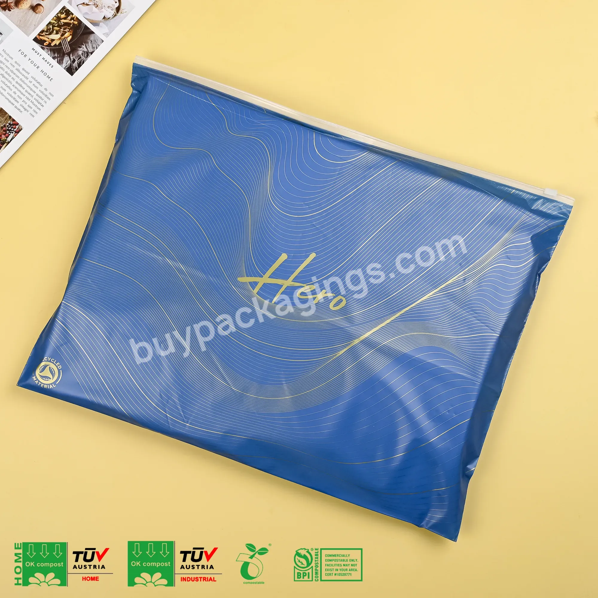 Custom Small Ziplock Clothing Packaging Bags Biodegradable Frosted Plastic Zipper Poly Bag With Suffocation Warning