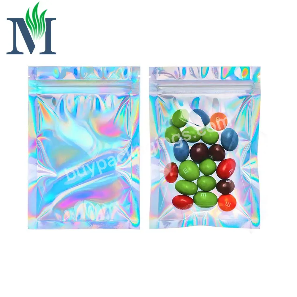Custom Smell Proof Waterproof Holographic Antistatic Mylar Bags Combination Lock Resealable Hologram Plastic Pouch