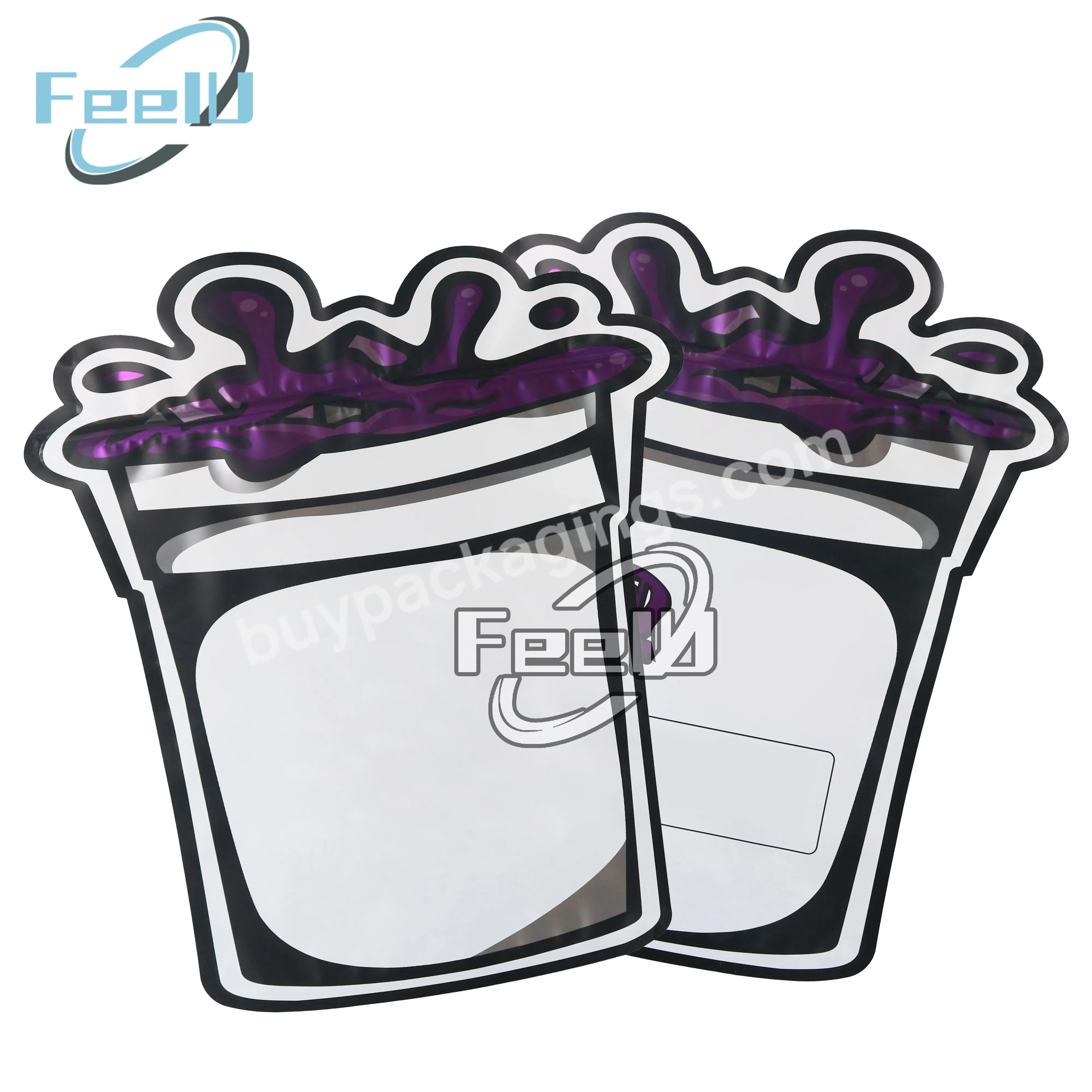 Custom Snack Plastic Packaging 3.5 Soft Touch Funny Unique Special Shaped Smell Proof Zip Lock Die Cut Mylar Bag