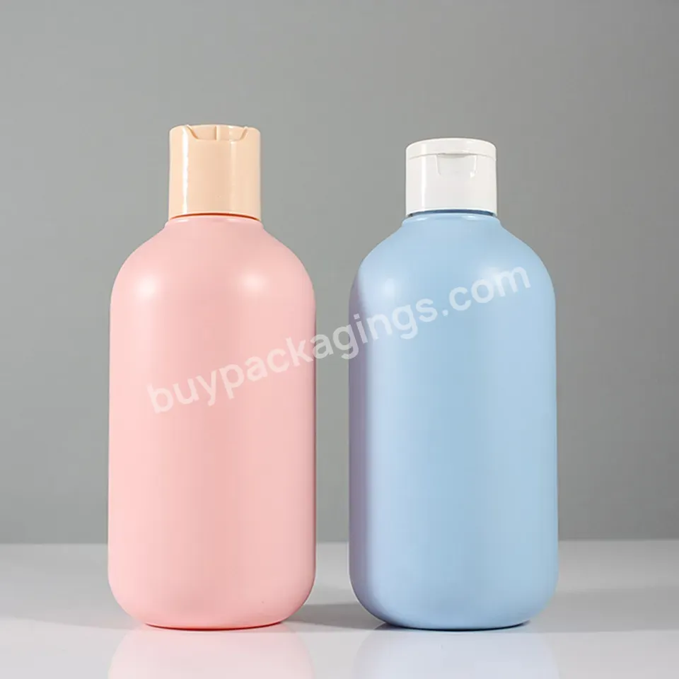 Custom Soft Touch Pink Blue 400ml Empty Hdpe Plastic Shampoo Lotion Bottle With Screw Cap