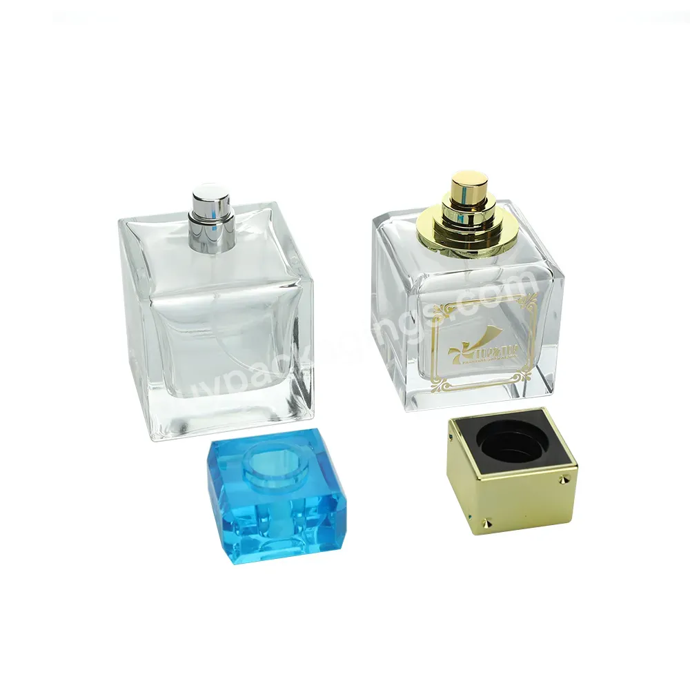 Custom Square Glass Perfufme Packaging Bottles Clear Transparent Glass Bottles For Scent