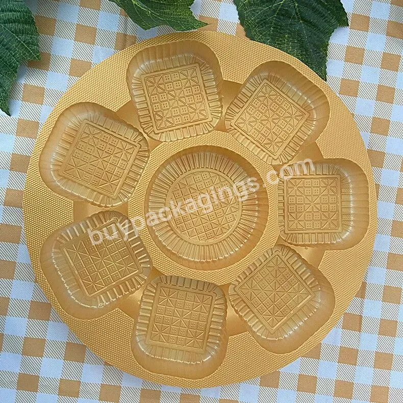 Custom Square Golden Mooncake Insert Tray Pp Chocolate Plastic Container 1000g Small Chocolate Packaging Box With Plastic Tray