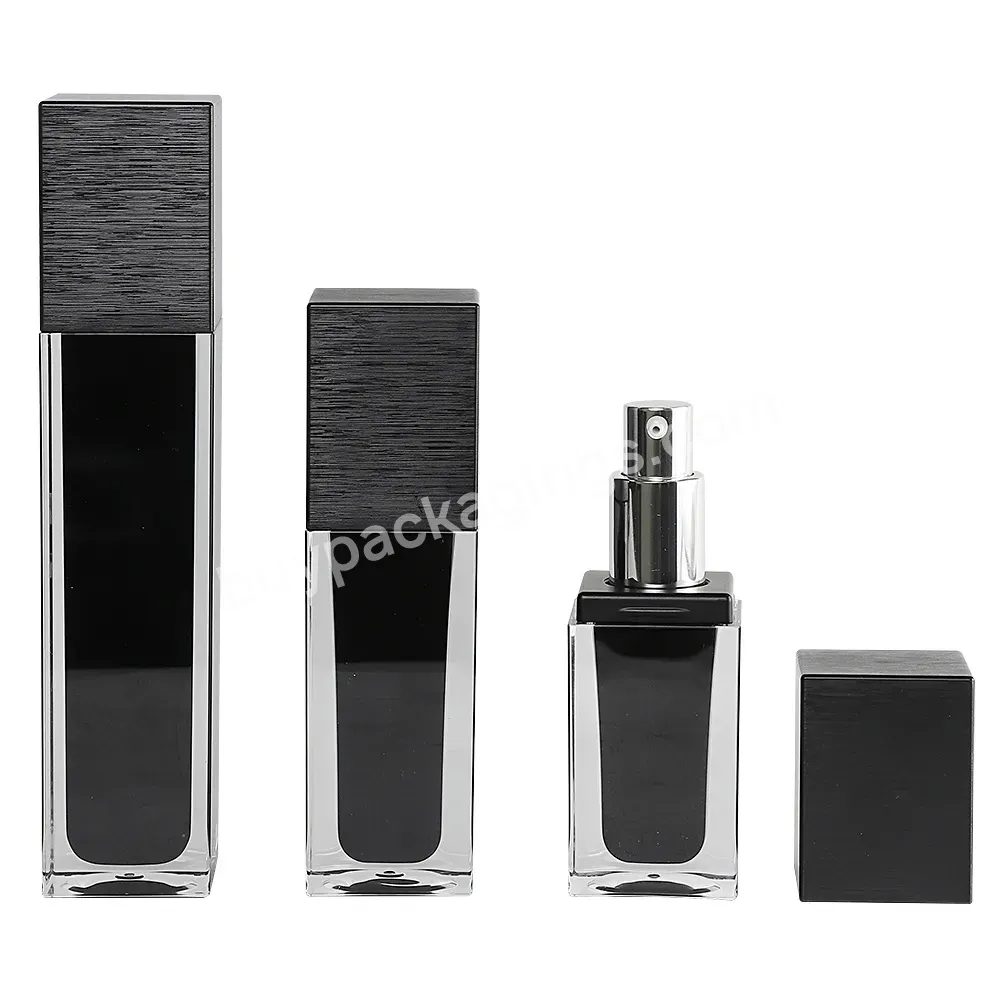 Custom Square Plastic Cosmetic Lotion Packaging Black Pump Bottle Wholesale Design Luxury Acrylic Skin Care Bottles