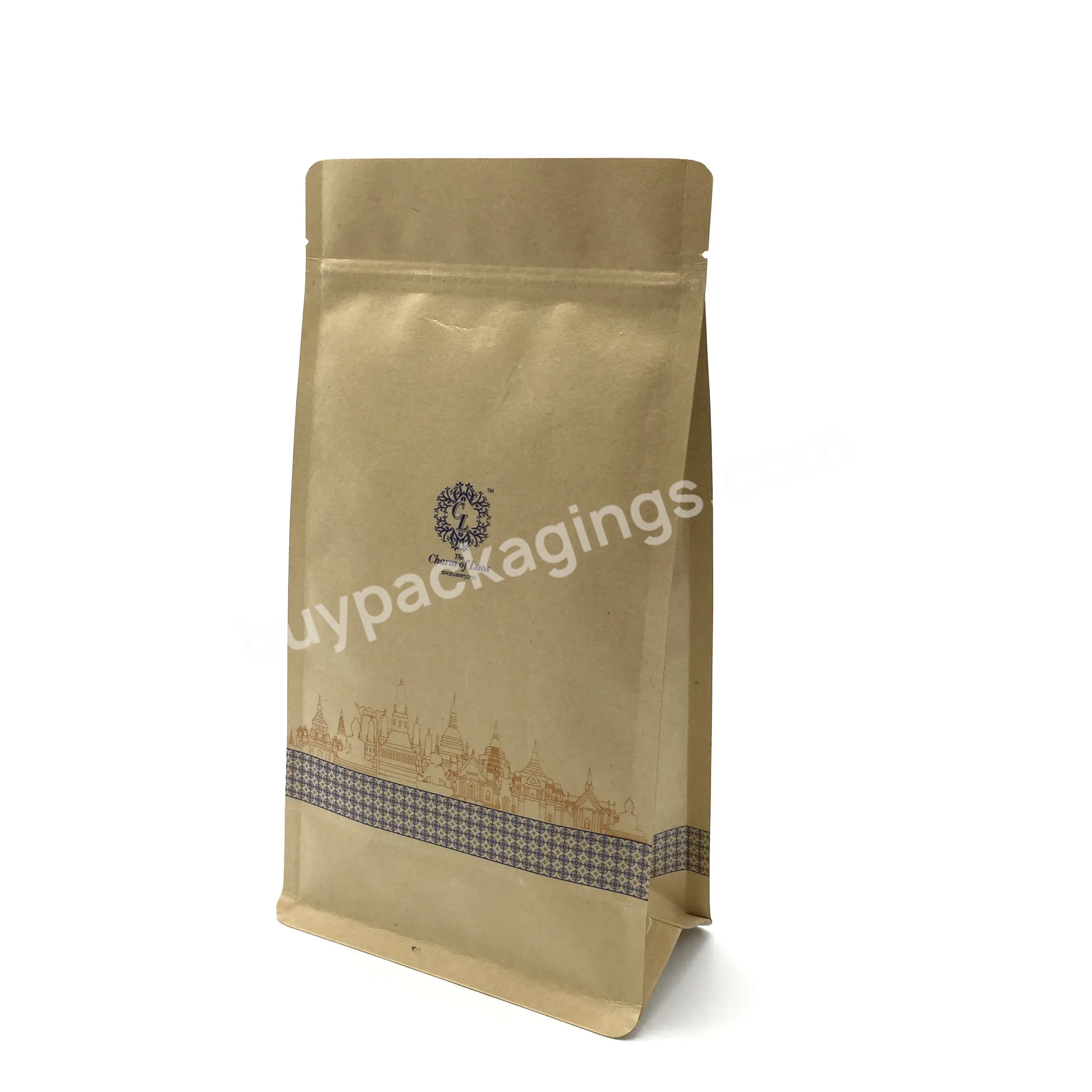 Custom Stand Up Flat Bottom Coffee Bean Pouch 12oz Eight Side Sealed Coffee Bag Packaging With Logo Design - Buy Coffee Bags,Flat Bottom Coffee Bean Pouch,Eight Side Sealed Coffee Bag.