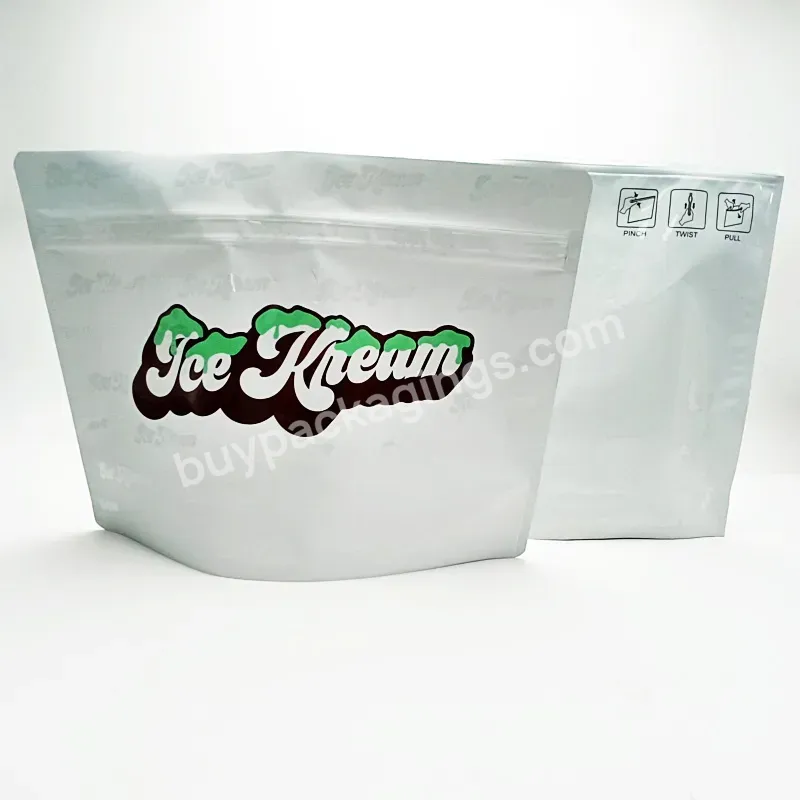 Custom Stand Up Packaging Print Logo Food Metallic Aluminum Foil Resealable Ziplock Zip Lock Smell Proof 1lb 1 Pound Mylar Bag