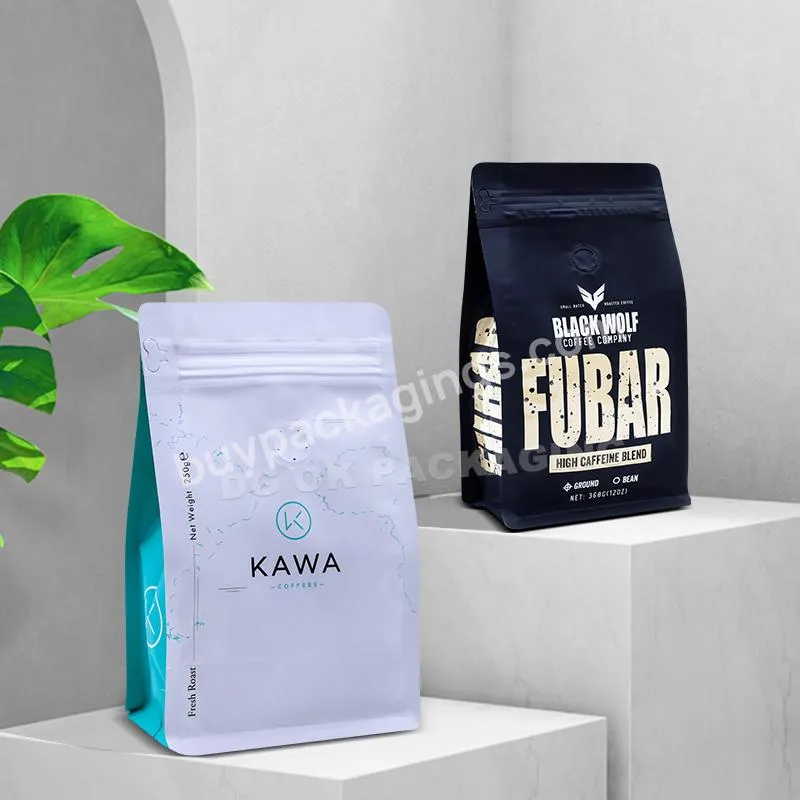 Custom Stand Up Pouch Coffee Bag Flat Bottom Food Zipper Bag Pouch Flat Bottom Coffee Bag Packaging With Valve