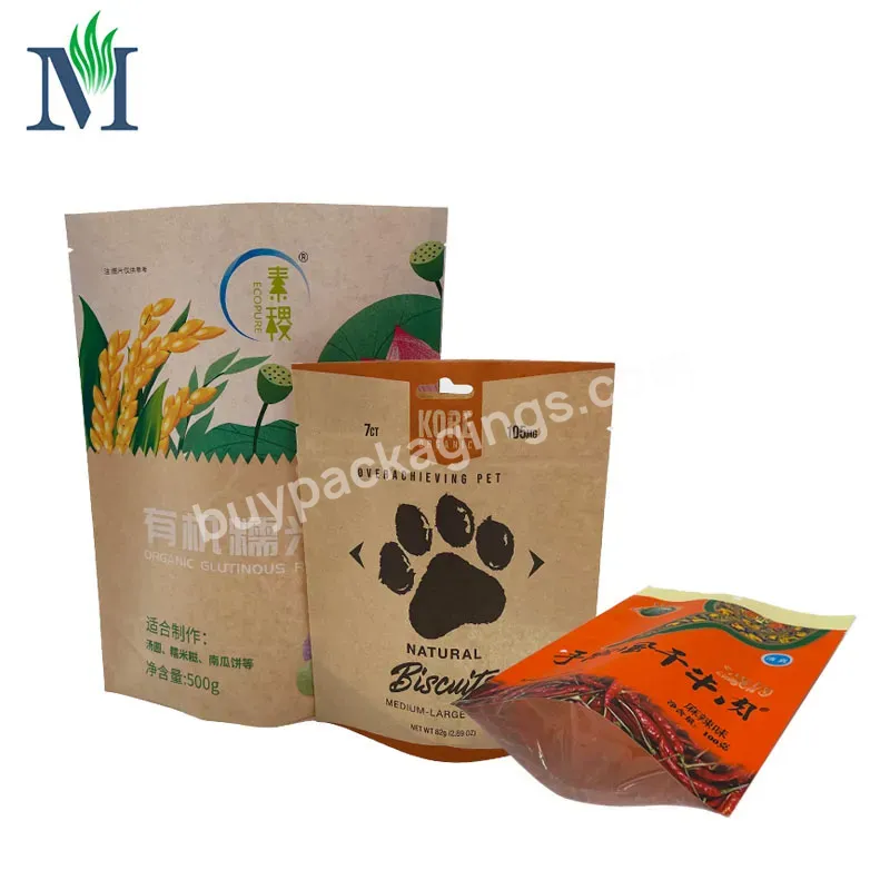 Custom Stand Up Pouch Whey Protein Powder Tea Coffee Snack Packaging Bag Kraft Paper Bag For Food With Window