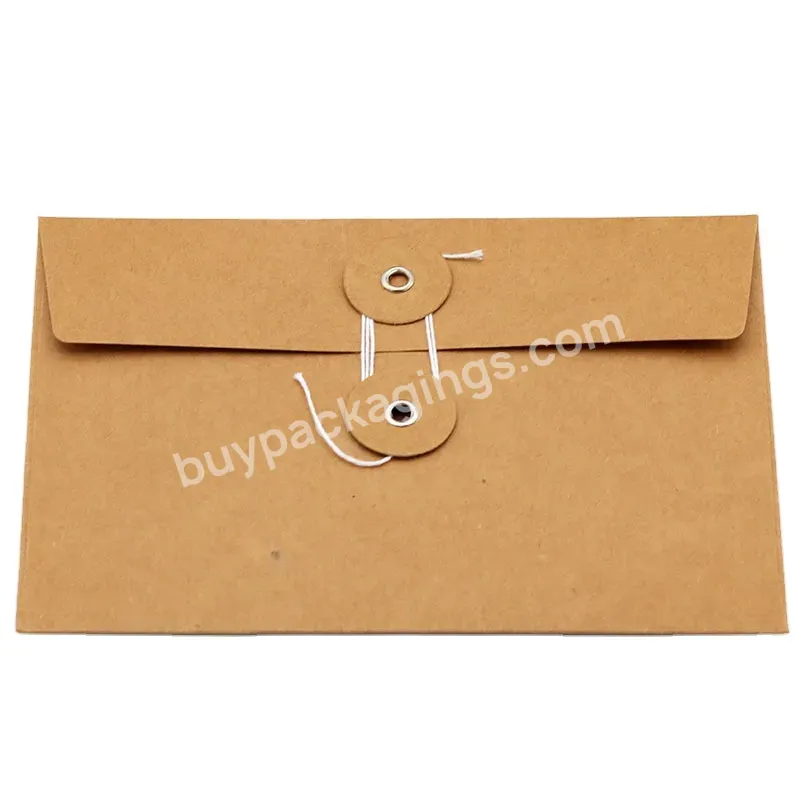 Custom String Tie Envelopes Kraft Paper Envelope With String Tie And Botton
