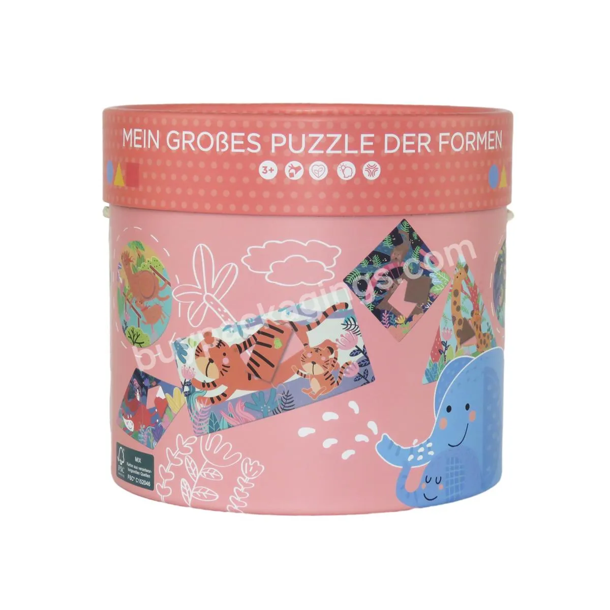 custom sublimation printed puzzle round box mini cardboard kids game toys gift storage paper tube