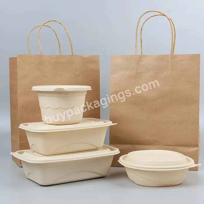 Custom Take Away Canteen Paper Bag For Food Recycled Brown Kraft Paper Bags Paper Bag With Logo