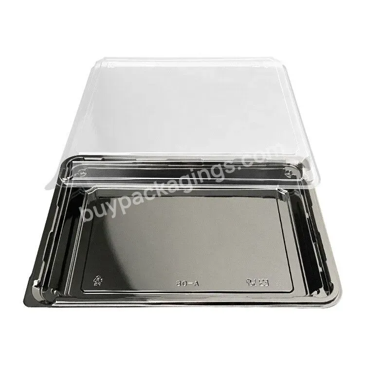 Custom Takeaway Sushi Box Packaging Food Grade Biodegradable Square Plastic Separate Take Out Container Tray For Sushi With Lid