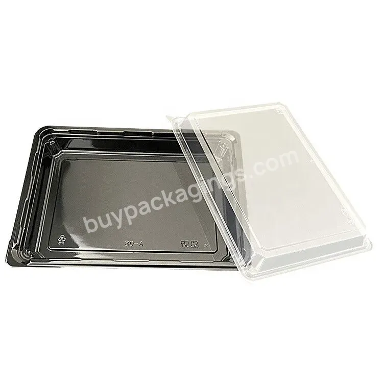 Custom Takeaway Sushi Box Packaging Food Grade Biodegradable Square Plastic Separate Take Out Container Tray For Sushi With Lid