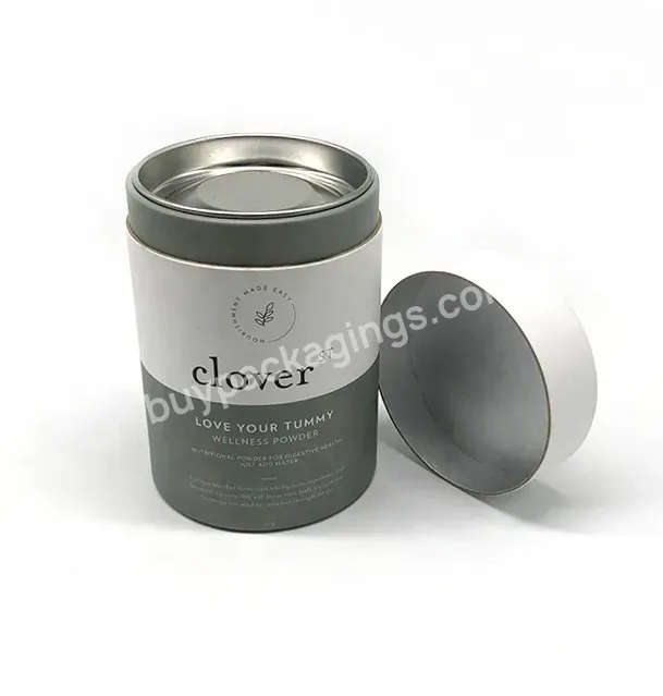 Custom Tea Packaging With Metal Lid Biodegradable Cardboard Tube Loose Leaf Tea Can Cylinder For Coffee Paper Packaging