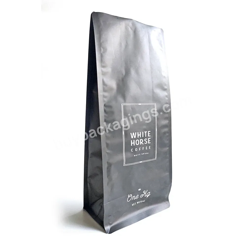 Custom Thick Flat Bottom Coffee Bean Package Bags With Valve Aluminum Foil Mylar Stand Up Zip Lock Coffee Bean Storage Bags