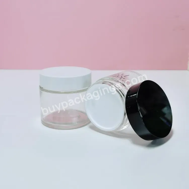 Custom Transparent Cosmetic Jars 80g 120g Skincare Gel Clay Mask Cosmetic Glass Jars