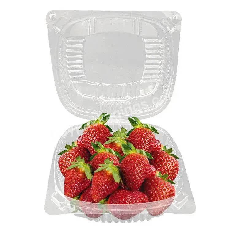 Custom Transparent Disposable Square Plastic Clamshell Container For Dry Fresh Vegetable Strawberry Storage Packaging