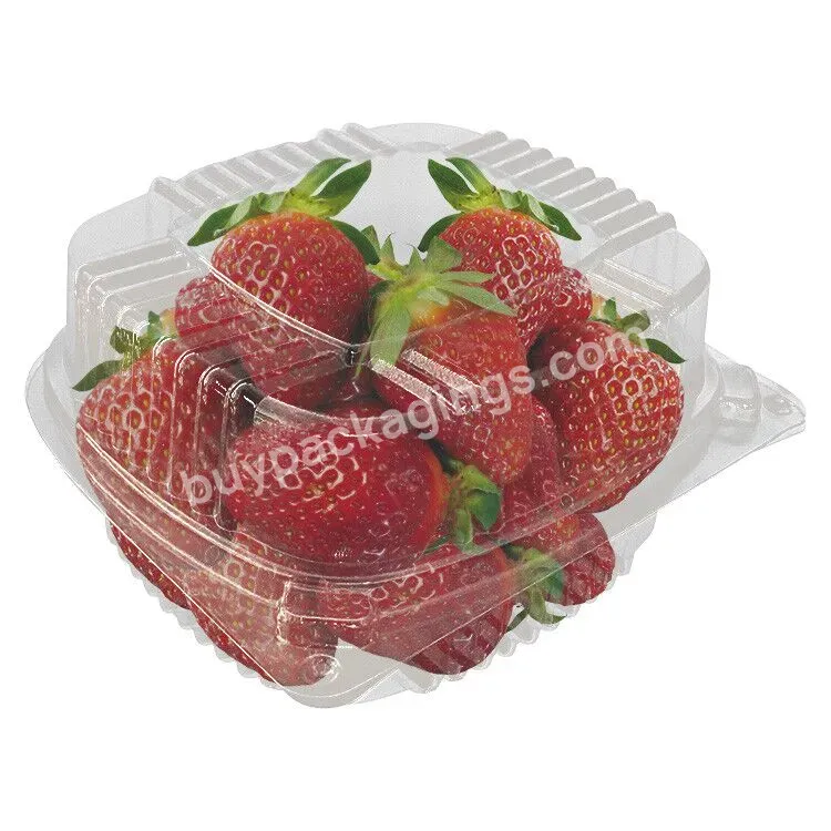 Custom Transparent Disposable Square Plastic Clamshell Container For Dry Fresh Vegetable Strawberry Storage Packaging