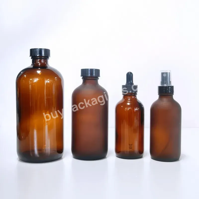 Custom Transparent Frosted Amber Shampoo Body Skin Care Color Boston Round Glass Bottles