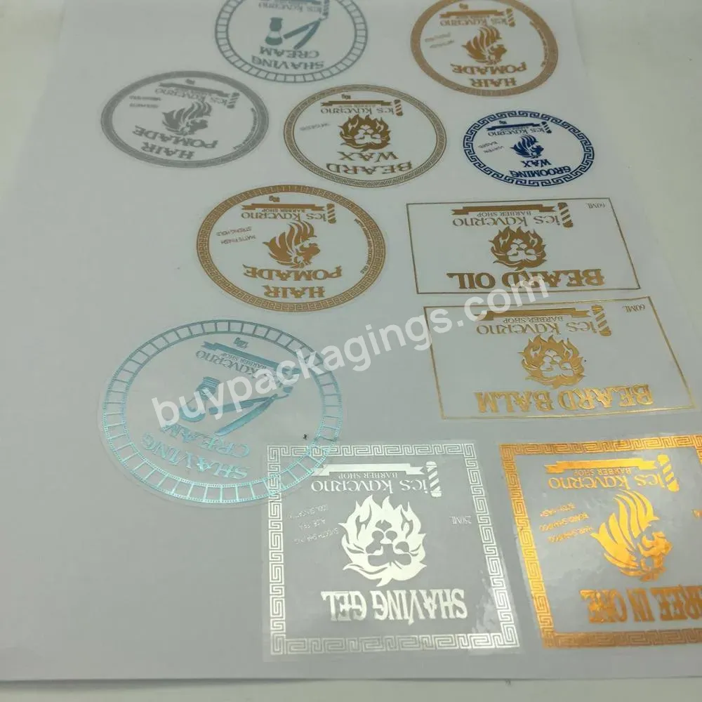 Custom Transparent Pvc Sticker Label Foil Stickers With Gold Copper Silver Foil Stamping