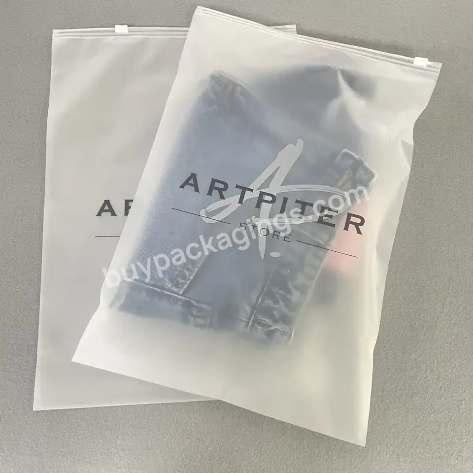 Custom Transparent Ziplock Embossed T Shirt Plastics Pvc Packing Poly Clothing Packaging Clear Frosted Zipper Bags
