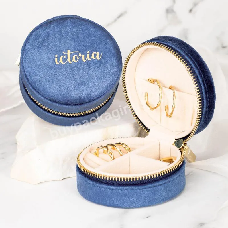 custom TRAVEL JEWELRY CASE velvet jewelry box bridesmaid gift zipper round custom organizer box bridesmaid jewelry box for her