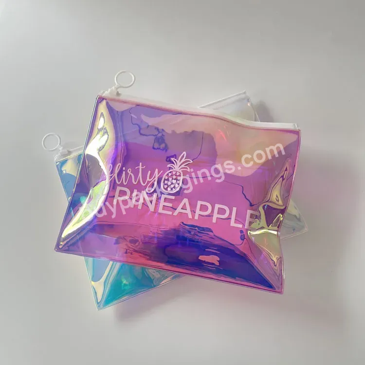 Custom Underwear Packaging Holographic Mylar Pvc Bags Low Moq Cosmetics/jewelry Packing Bags With Logo