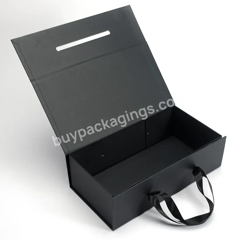 Custom Unique Hard Boxes Black Packaging Box With Ribbon