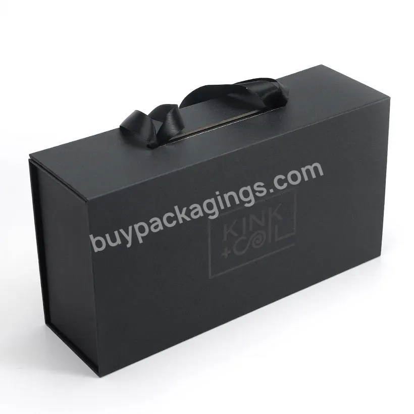 Custom Unique Hard Boxes Black Packaging Box With Ribbon