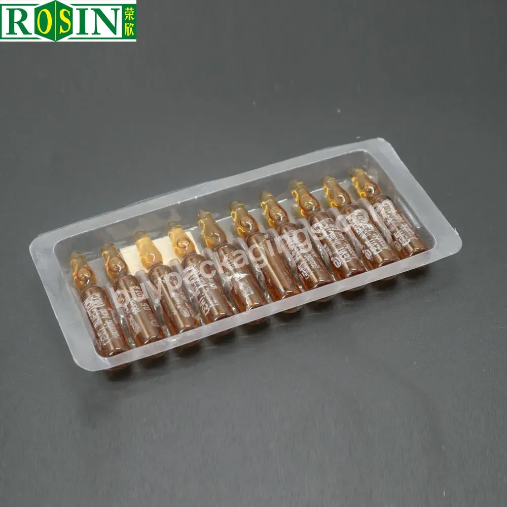 Custom Vacuum Forming Plastic Ampoule Tray Medicine Bottle Blister Packaging 10ml Plastic Vial Tray
