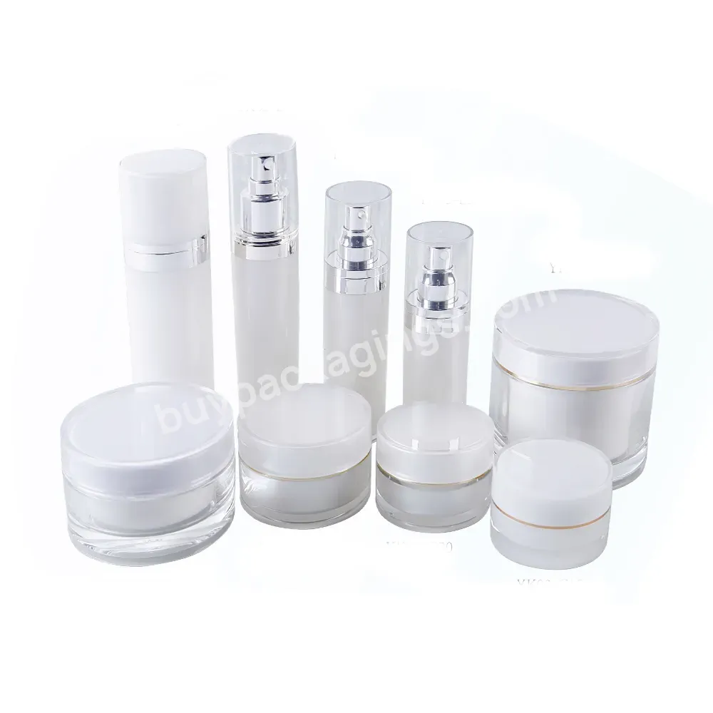 Custom Vacuum Press Pump Cylinder Round Skin Care Set Empty Glass Bottles And Jars Cosmetic Lotion Packaging Bottles