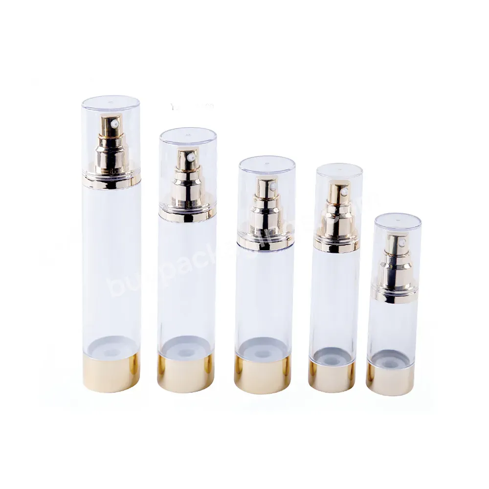 Custom Vacuum Press Pump Cylinder Round Skin Care Set Empty Glass Bottles And Jars Cosmetic Lotion Packaging Bottles