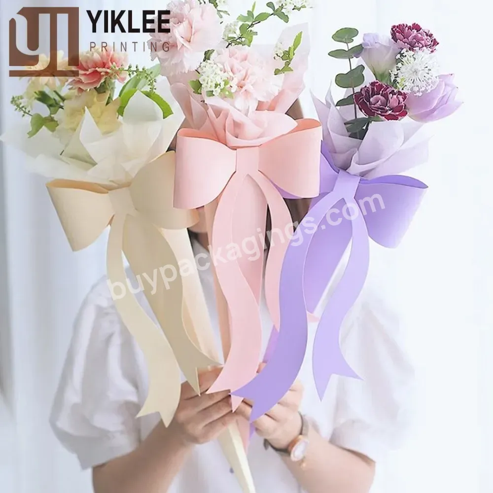 Custom Valentine's Day Birthday Party Gift Rose Flower Box Paper Bag Single Bouquet Box Bowknot Flower Packaging Box Portable
