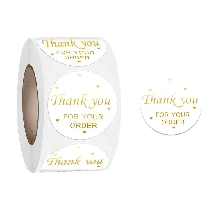 Custom Water Proof Round Self Adhesive Thankyou Labels Etiquette Shipping Box Packaging Security Seal Thank You Roll Stickers