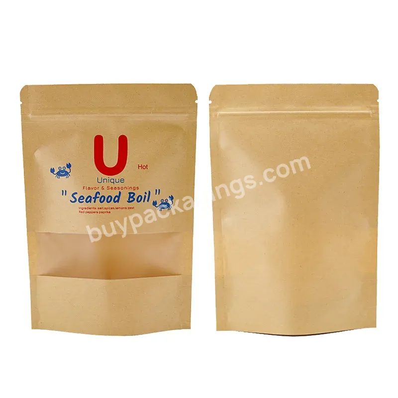 Custom Waterproof Diy Brand Logo Food Chocolate Environmental Protection Kraft Paper Standup Pouch Bag