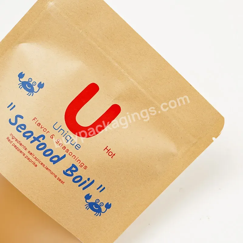 Custom Waterproof Diy Brand Logo Food Chocolate Environmental Protection Kraft Paper Standup Pouch Bag