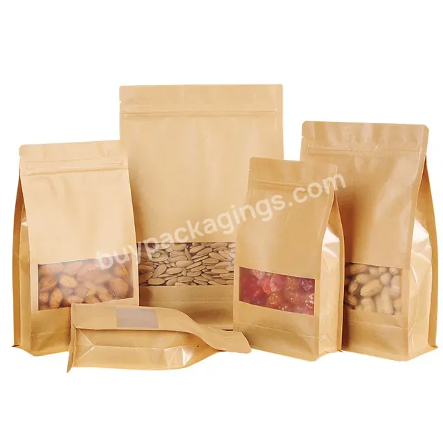 Custom Waterproof Printing Simple Stand Up Zipper Kraft Paper Food Snack Resealable Pouch Packaging Bag Manufacturers