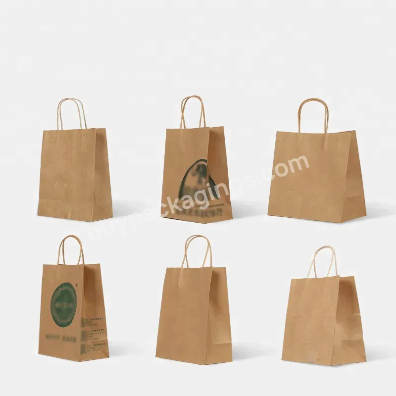 Custom White And Brown Kraft Paper Bags Bag Wholesale With Handles