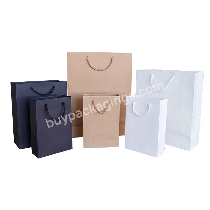 Custom White Black Brown 260gsm Kraft Paper Bag With Logo Printed For Gift Box Shopping Packaging