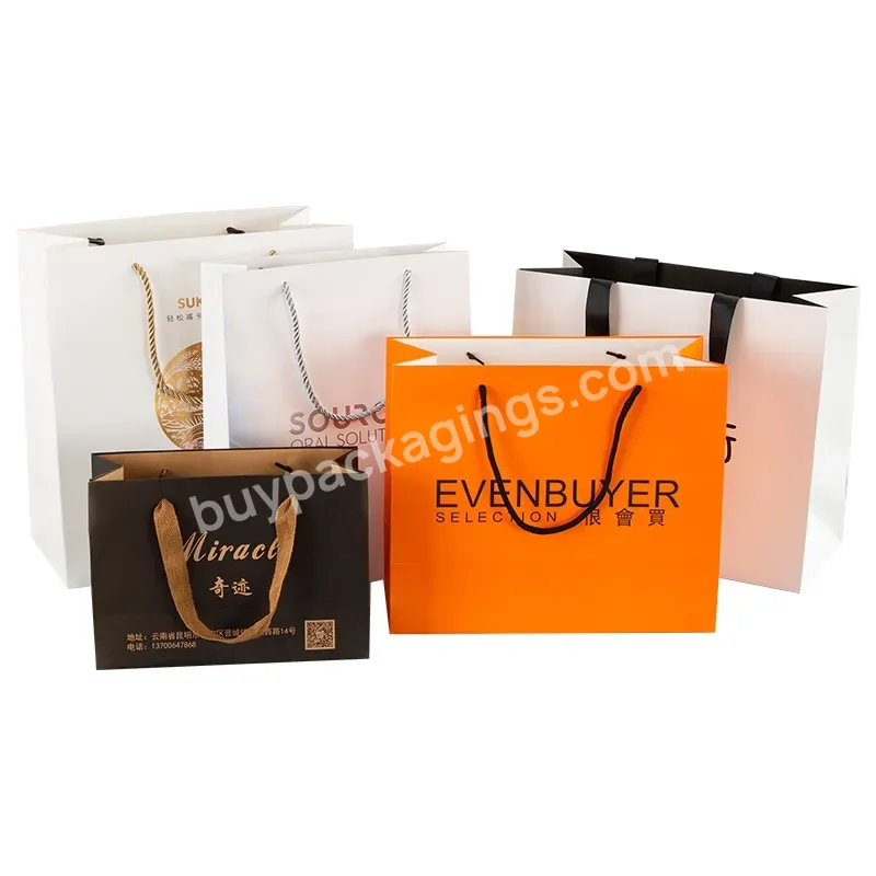 Custom White Black Brown Pink 260gsm Kraft Paper Bag With Logo Printed For Gift Box Shopping Packaging