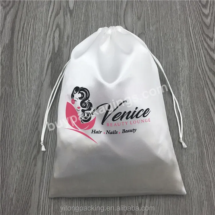 Custom White Gift Packaging Satin Bag