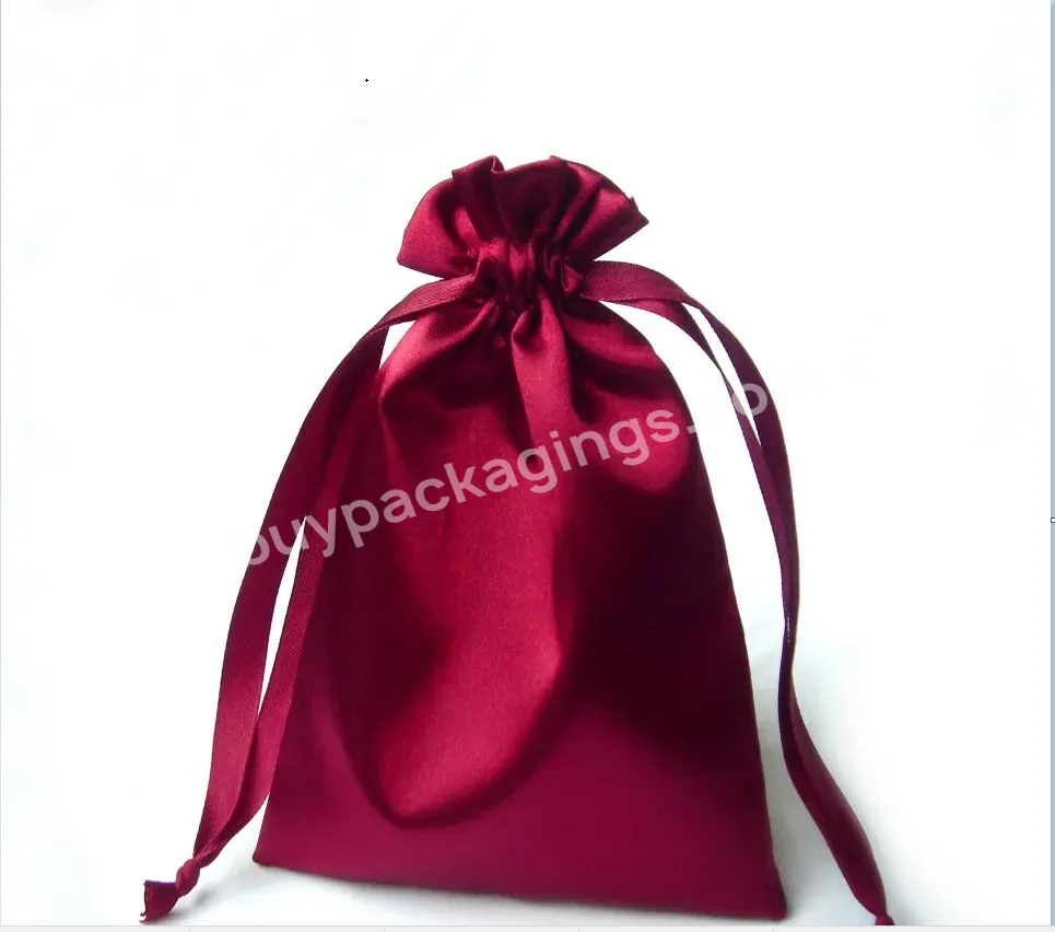 Custom White Jewelry Earring Necklace Ring Dust Drawstring Satin Jewelry Textile Packaging Pouch Bag