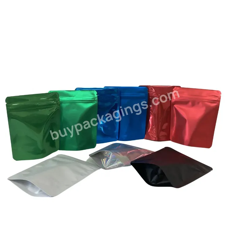 Custom Wholesale 3.5g Matte Resealable Zip Lock Bags 4*5inches Mylar Bag Glossy Stand Up Colorful Plain Mylar Bags