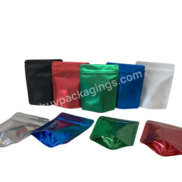 Custom Wholesale 3.5g Matte Resealable Zip Lock Bags 4*5inches Mylar Bag Glossy Stand Up Colorful Plain Mylar Bags