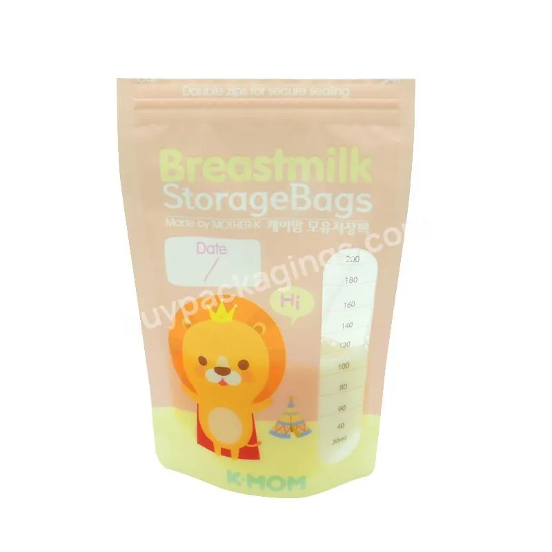 Custom Wholesale Breast Milk Storage Bag Cooler Biodegradable Double Zipper Breast Milk Storage Bag With Thermal Sensor Bpa Free
