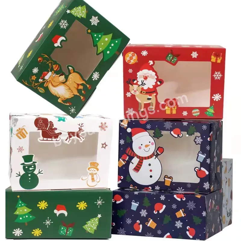 Custom Wholesale Christmas Lovely Paper Packaging Box Pvc Window Candy Box Print For Packaging Dessert Box