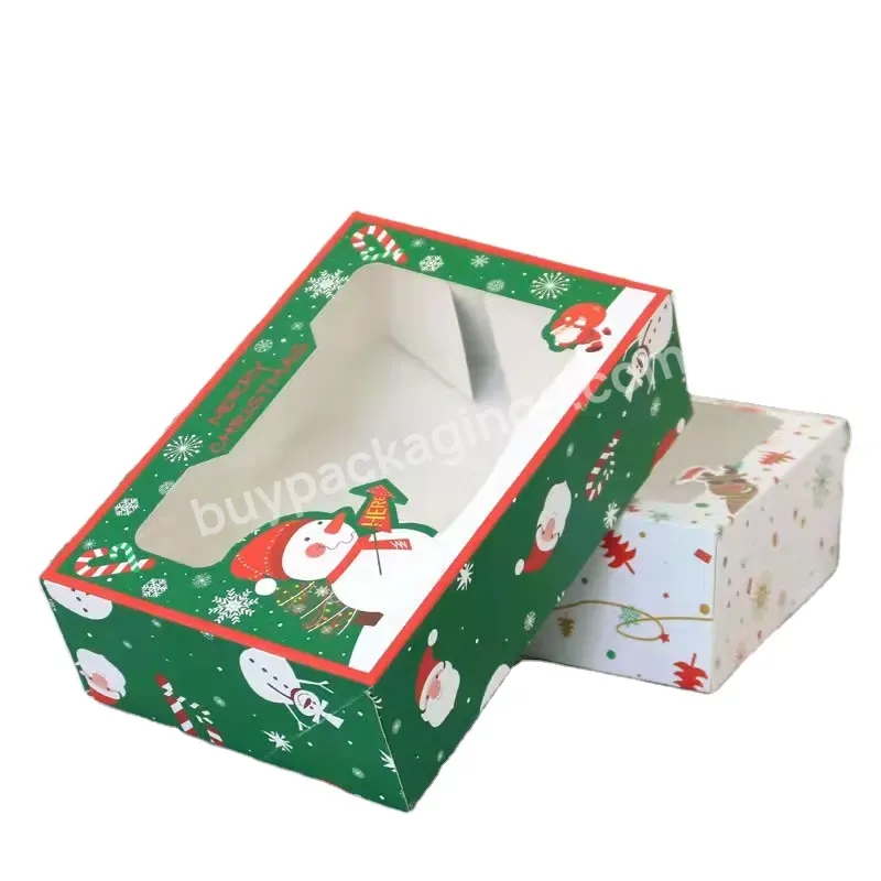 Custom Wholesale Christmas Lovely Paper Packaging Box Pvc Window Candy Box Print For Packaging Dessert Box