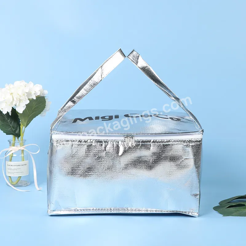 Custom Wholesale Color Cake Insulation Bag Portable Hand Sewn Eco-friendly Zipper Aluminum Foil Cooler Bag