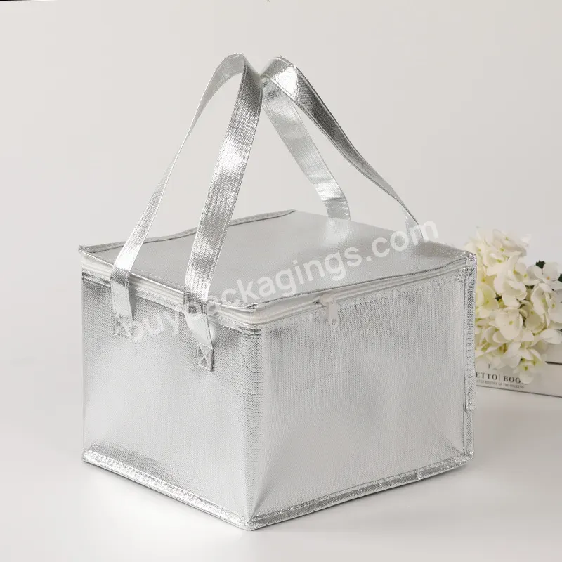 Custom Wholesale Color Cake Insulation Bag Portable Hand Sewn Eco-friendly Zipper Aluminum Foil Cooler Bag