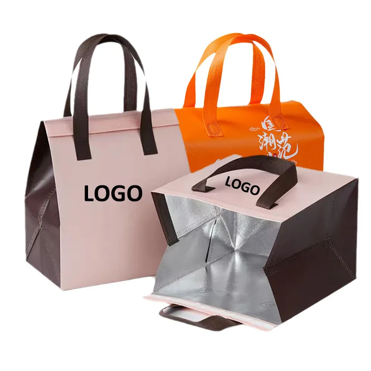 Custom wholesale eco friendly waterproof takeaway food delivery carry non woven insulated thermal lunch cooler bag with logo